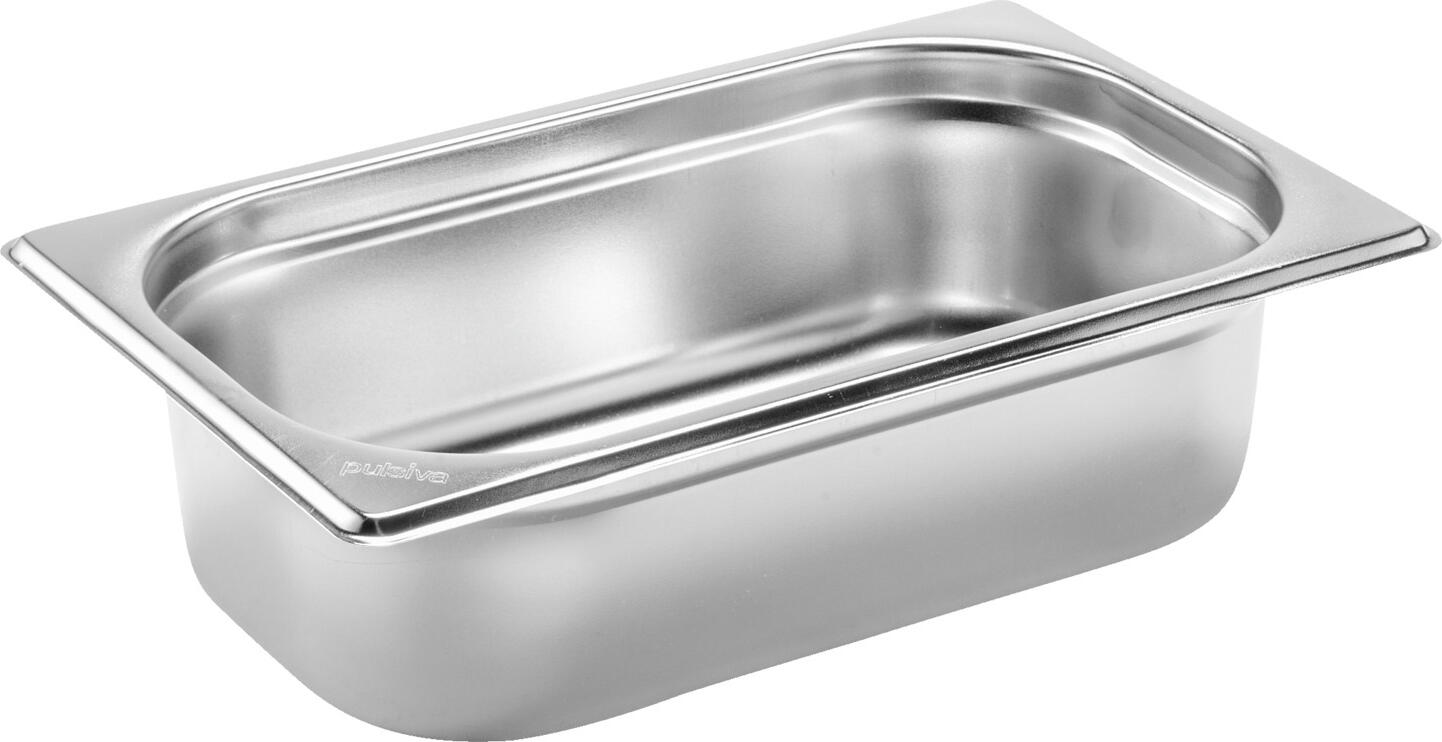 Containor Gastronorm Pulsiva GN 1/4 Basic din Otel Inoxidabil, Capacitate 1.7L, Recipient Alimentar Rezistent la Rugina, 26.5x16.2x6.5 cm