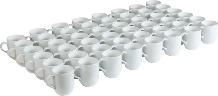 Cani de cafea din porțelan PULSIVA Yari, 250ml, Albe, Stivuibile, Compatibile cu Cuptorul cu Microunde și Mașina de Spălat Vase, Set de 48 piese