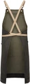 Scurta cu bavetă Jobeline Ben, 88x80 cm, Maro Închis, Bumbac-Poliester cu Strat PU, Chingi Încrucișate, Buzunar pentru Tabletă, Unisex