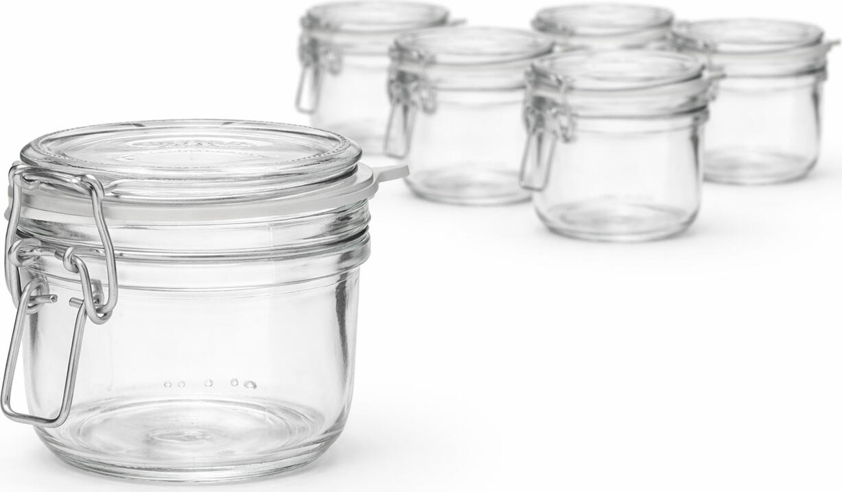 Bormioli Rocco Fido Herm Airtight Swing-Top Glass Jar, Round, 125 ml, Set of 12 pieces, 8.3 x 7.1 cm, Impact-Resistant Hermetic Food Preservation Container, BPA Free, Made in Italy