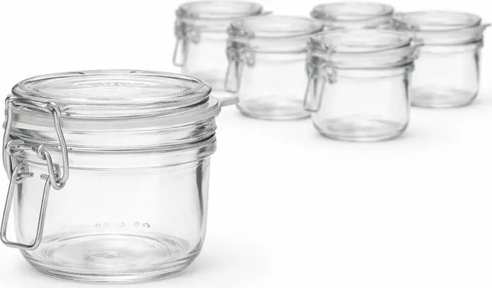 Bormioli Rocco Fido Herm Airtight Swing-Top Glass Jar, Round, 125 ml, Set of 12 pieces, 8.3 x 7.1 cm, Impact-Resistant Hermetic Food Preservation Container, BPA Free, Made in Italy