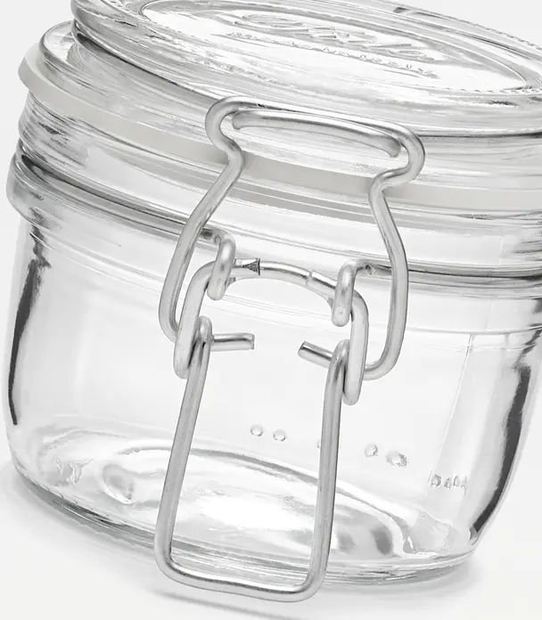 Bormioli Rocco Fido Herm Airtight Swing-Top Glass Jar, Round, 125 ml, Set of 12 pieces, 8.3 x 7.1 cm, Impact-Resistant Hermetic Food Preservation Container, BPA Free, Made in Italy
