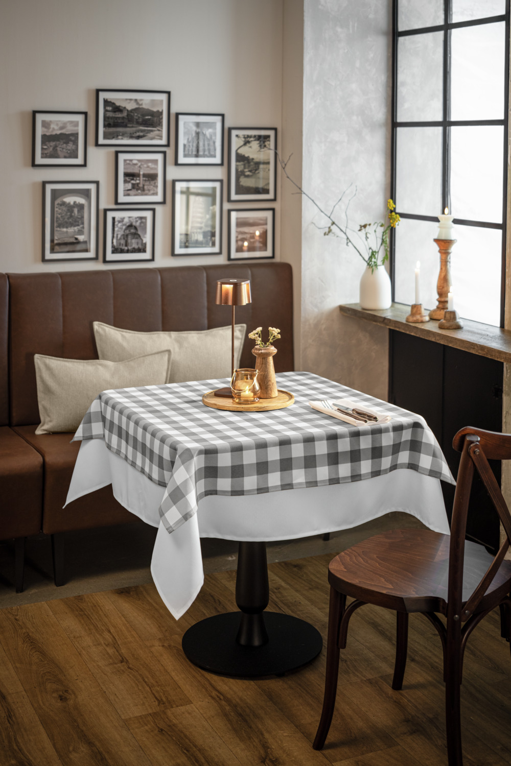 LUSINI Solutions GmbH Countryline Textile Napkins, Grey Check Pattern, 50x50 cm, 100% Polyester, OEKO-TEX Standard 100, Set of 6