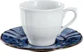 Ceașca de cafea din porțelan VEGA LUSINI Solutions GmbH Amely, Înălțime 74 mm, Albă, Design Vintage cu Relief și Margini Decorative, Compatibilă cu Mașina de Spălat Vase și Cuptorul cu Microunde