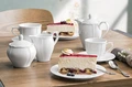 Ceașca de cafea din porțelan VEGA LUSINI Solutions GmbH Amely, Înălțime 74 mm, Albă, Design Vintage cu Relief și Margini Decorative, Compatibilă cu Mașina de Spălat Vase și Cuptorul cu Microunde