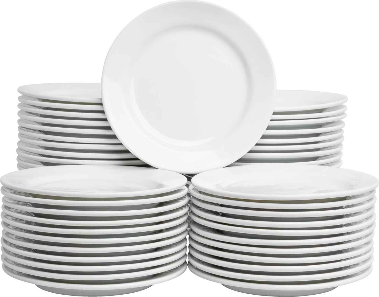 VEGA Base Flat Plate, White Porcelain, 21 cm Diameter, Dishwasher and Microwave Safe, Gastro Quality, Set of 60 Pieces