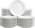 VEGA Base Flat Plate, White Porcelain, 21 cm Diameter, Dishwasher and Microwave Safe, Gastro Quality, Set of 60 Pieces