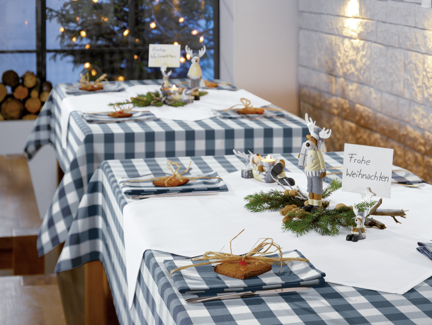 LUSINI Solutions GmbH Countryline Textile Napkins, Set of 6, 100% Polyester, 50x50 cm, Blue Checkered, OEKO-TEX Standard 100, Durable Hotel Laundry