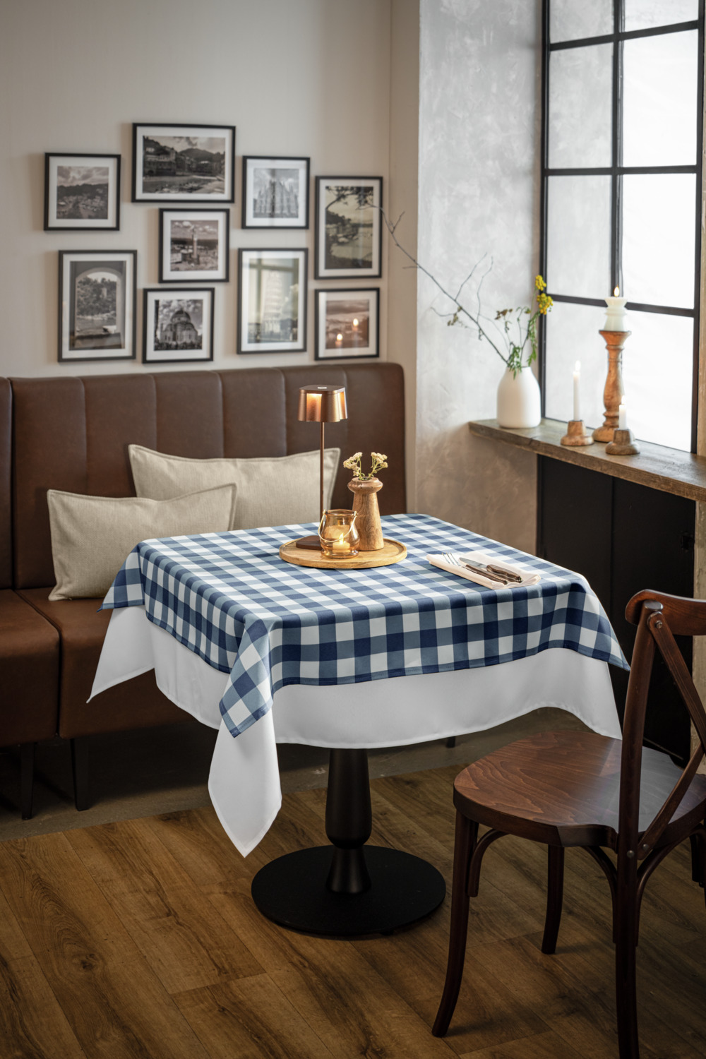 LUSINI Solutions GmbH Countryline Textile Napkins, Set of 6, 100% Polyester, 50x50 cm, Blue Checkered, OEKO-TEX Standard 100, Durable Hotel Laundry
