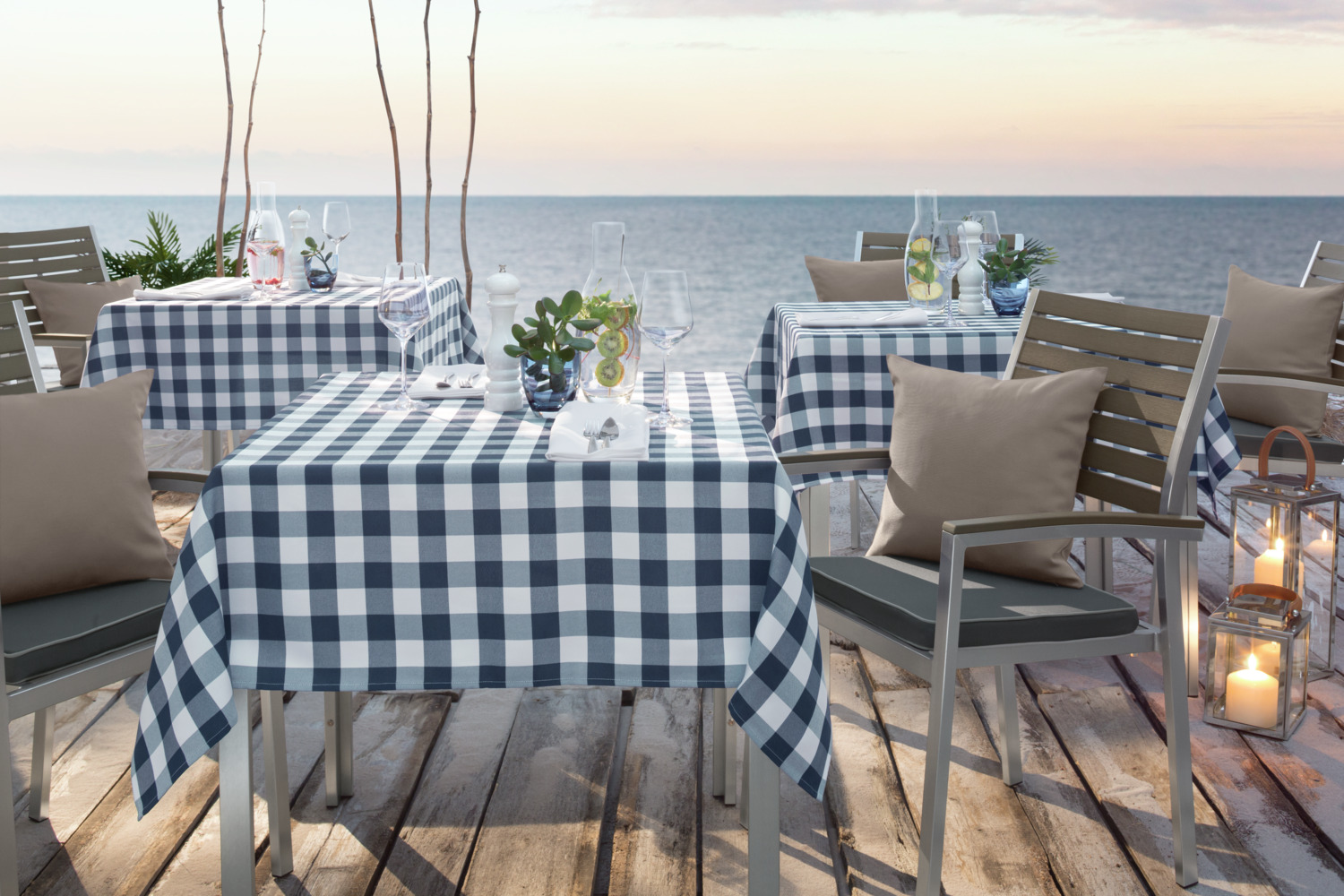 LUSINI Solutions GmbH Countryline Textile Napkins, Set of 6, 100% Polyester, 50x50 cm, Blue Checkered, OEKO-TEX Standard 100, Durable Hotel Laundry