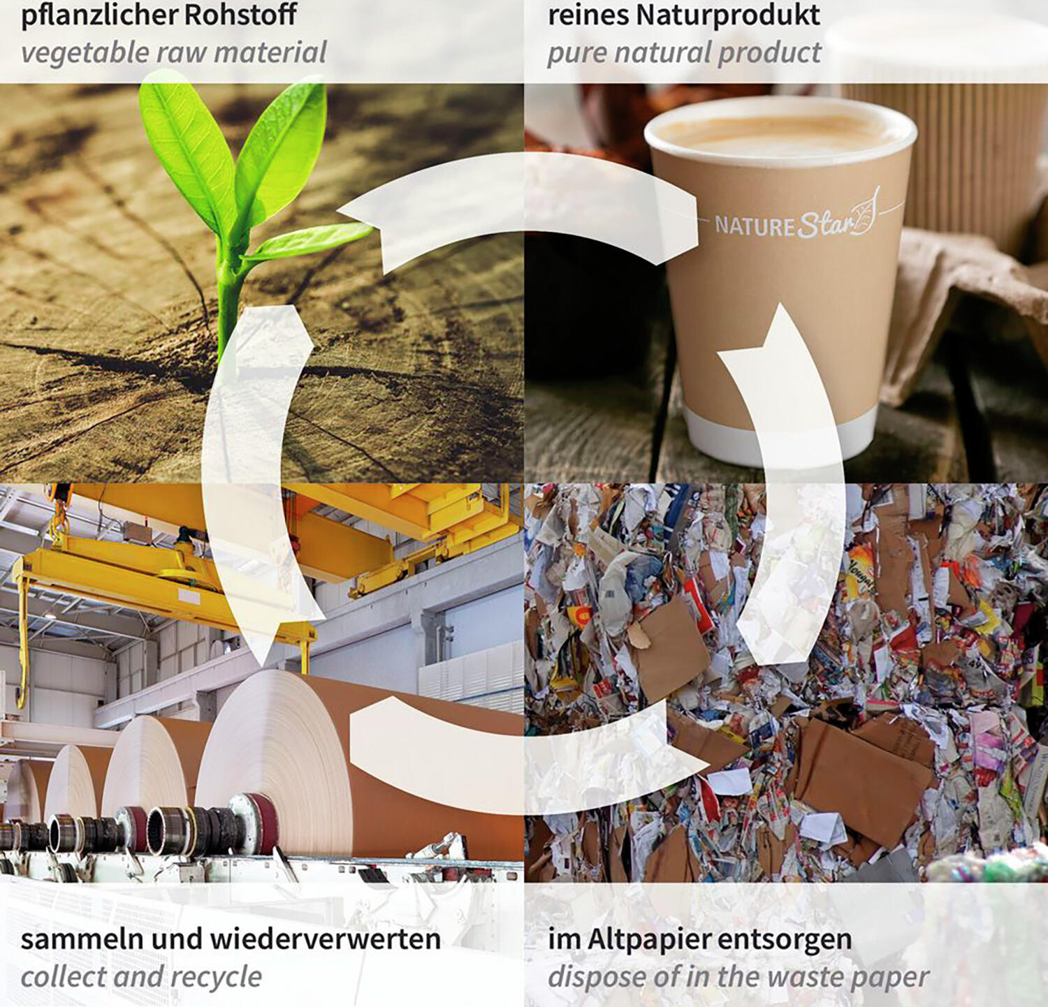 Бумажные стаканчики NATUREStar Only Paper, 100 мл, 100% без пластика, перерабатываемый плотный картон, коричневые, пищевые, набор из 50 штук