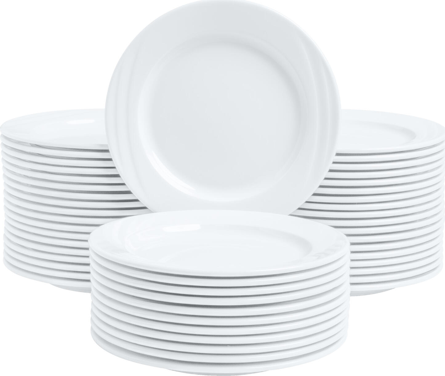 PULSIVA LUSINI Solutions GmbH Value pack flat plate Melody 48-piece Vorteilspack Teller flach Melody 48-teilig Value pack flat plate Melody 48-piece; 19.9 cm (Ø); white; round; 48 piece / pack Vorteilspack Teller flach Melody 48-teilig; 19.9 cm (Ø); weiß; rund; 48 Stück / Pack White plate made of porcelain. With elegant relief. Extremely robust. Dishwasher safe and microwaveable. Weißer Teller aus Porzellan. Mit elegantem Relief. Äußerst robust. Spülmaschinenfest und mikrowellengeeignet.