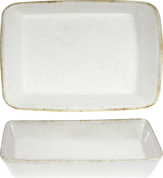 Churchill Stonecast Hints Rectangular Buffet Bowl, 3500 ml, Set of 4, Super Vitrified Fine China, Hand-Decorated Rustic Speckle Finish, Underglaze Professional Gastronomy Ware