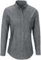 Женская блузка Jobeline из шамбре, 100% хлопок, длинный рукав, приталенный крой slim fit, воротник на пуговицах, серая, размер 34, сертификат OEKO-TEX Standard 100
