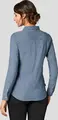 Женская блузка Jobeline из шамбре с длинным рукавом, приталенный крой Slim Fit, 100% хлопок, воротник на пуговицах и нагрудный карман, синий, размер 36