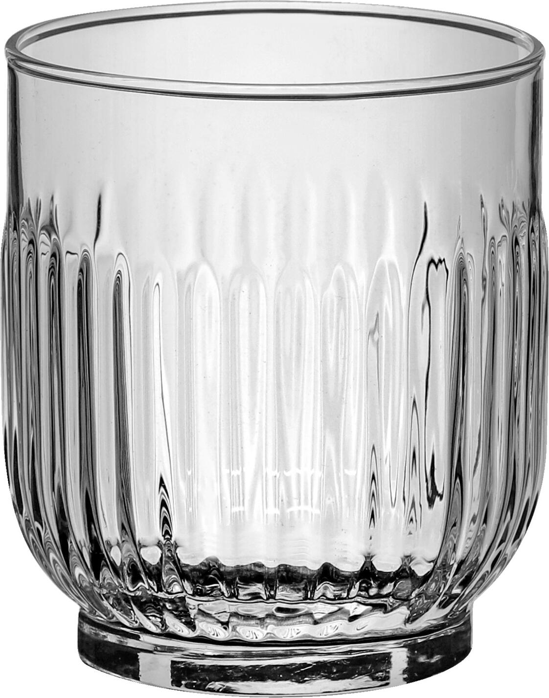 LAV Tokyo Whisky Glasses Set of 12, 330ml Heavy Base Rocks Glasses with Relief Pattern, Transparent Glass, Dishwasher Safe