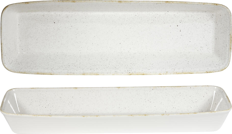 Churchill Stonecast Hints Rectangular Buffet Bowl, 2 pieces, 3000 ml, Super Vitrified Fine China, Hand-Decorated Rustic Speckle Finish, Underglaze Professional Gastronomy Ware