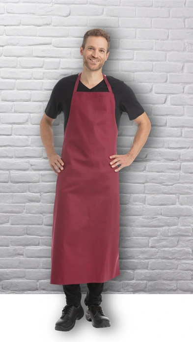 Pulsiva Lusini Pablo Bib Apron, Black, 110x80 cm, 65% Polyester 35% Cotton, 200 g/m², Fixed Fabric Straps, Wide Protective Design