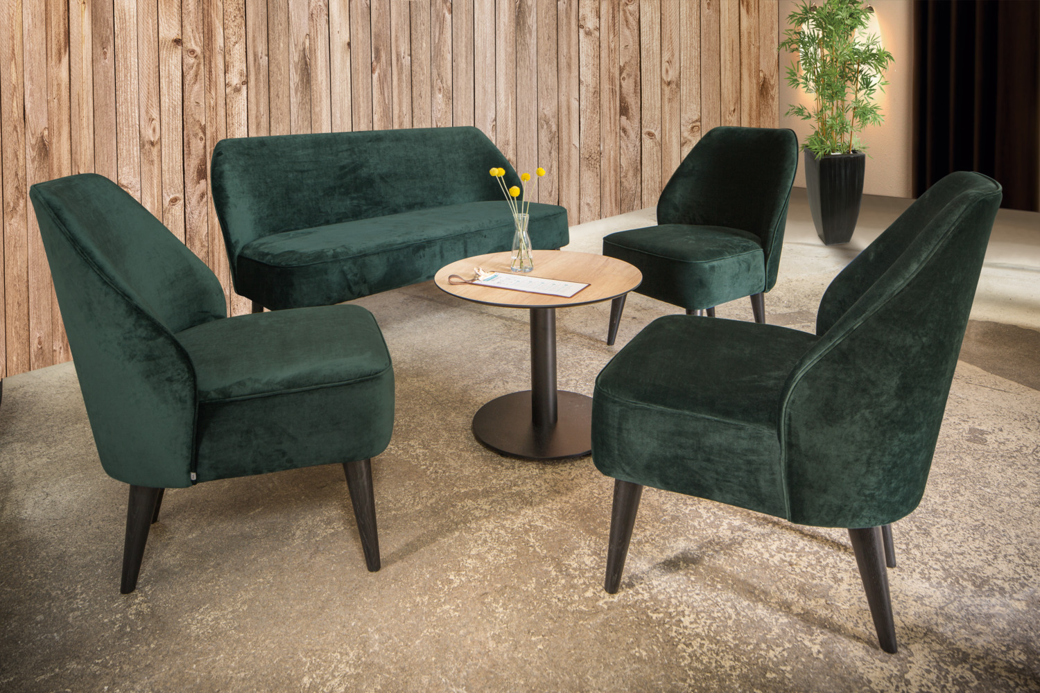 VEGA Lasse Velvet Sofa, Modern Classic Armless Couch, Solid Wood Frame, Flame-Retardant Abrasion-Resistant Fabric, 155 cm Width