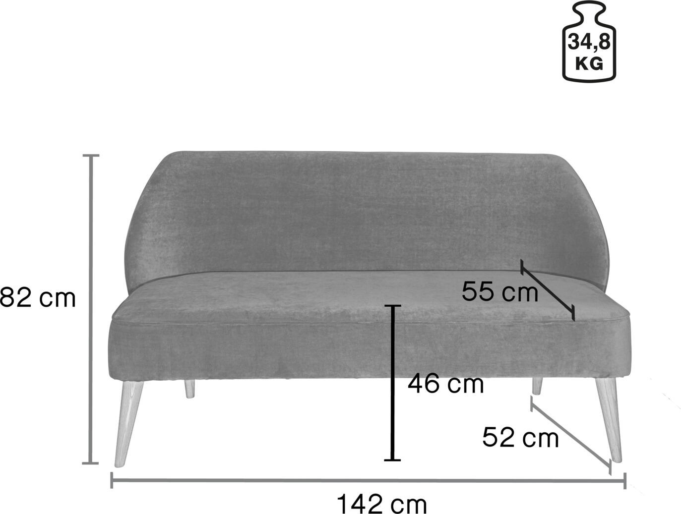 VEGA Lasse Velvet Sofa, Modern Classic Armless Couch, Solid Wood Frame, Flame-Retardant Abrasion-Resistant Fabric, 155 cm Width