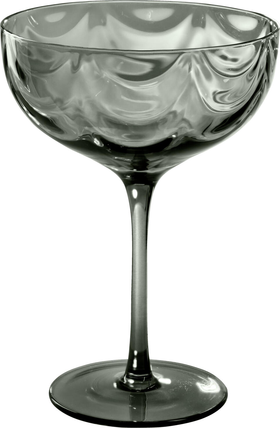 Vega Benice Cocktail Coupe Glasses, Mouth-Blown Dyed Glass, Grey, 380 ml, Dishwasher Safe, Set of 4