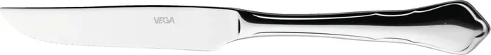 VEGA Chippendale Pizza Steak Knife Set of 12, Mirror Polished Chrome Stainless Steel 13/0, 22.2 cm, Silver, Dishwasher Safe