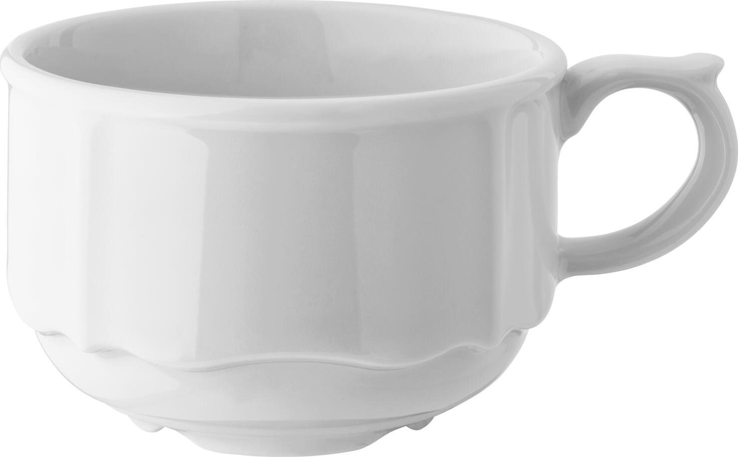 VEGA LUSINI Solutions GmbH Amely Porcelain Coffee Cup, 200 ml, 57 mm Height, White Vintage Design with Relief and Decorative Edges, Dishwasher and Microwave Safe