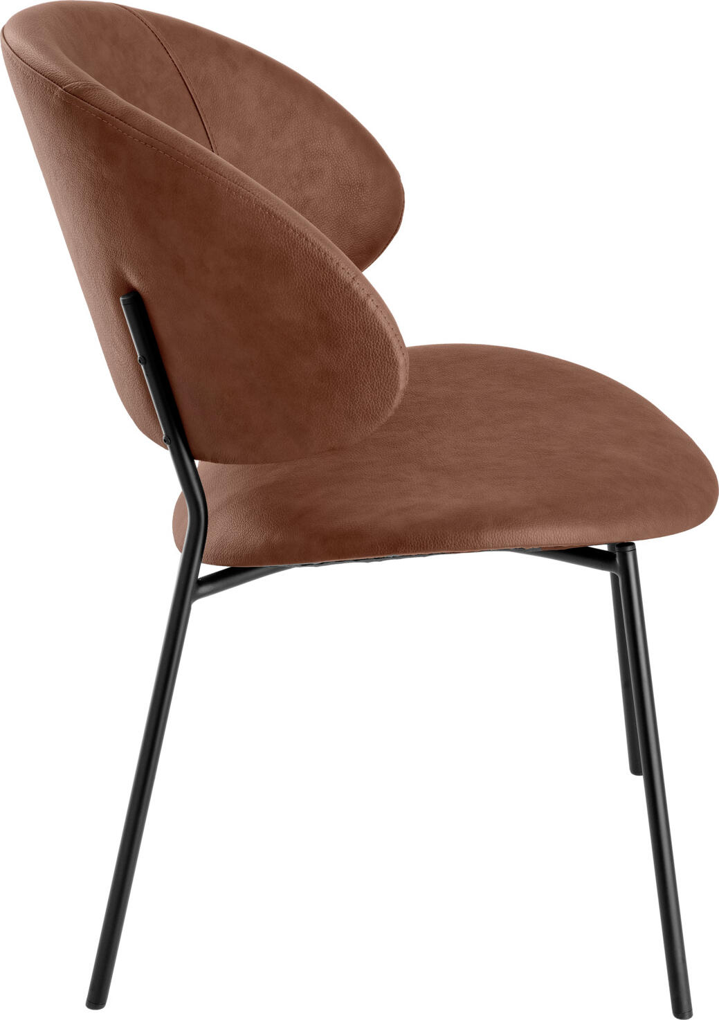Scaun Tapitat VEGA Lindo, Piele Ecologica Maro, Cadru Otel Vopsit in Praf, 55x65x85 cm, Design Industrial Ergonomic Ignifug
