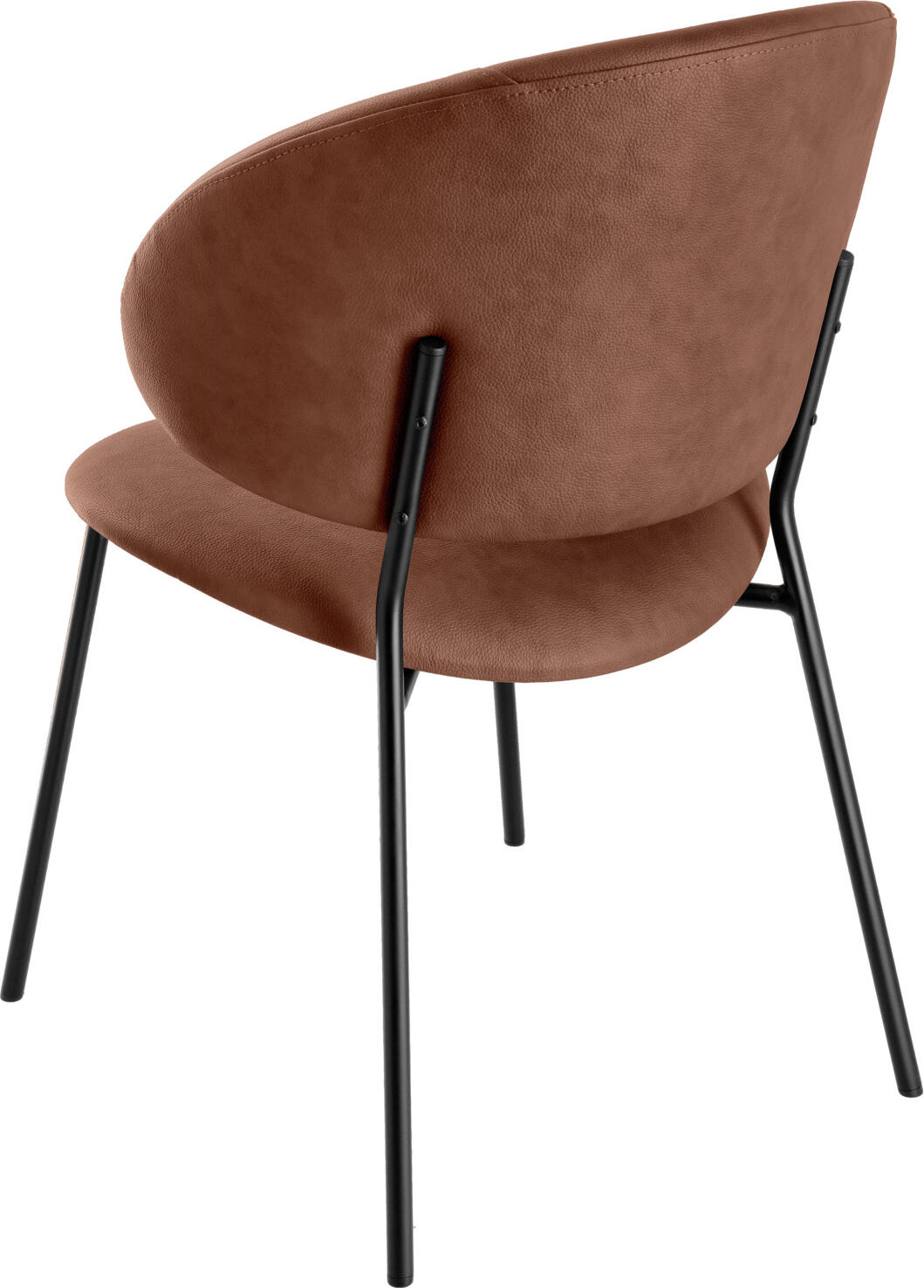 Scaun Tapitat VEGA Lindo, Piele Ecologica Maro, Cadru Otel Vopsit in Praf, 55x65x85 cm, Design Industrial Ergonomic Ignifug