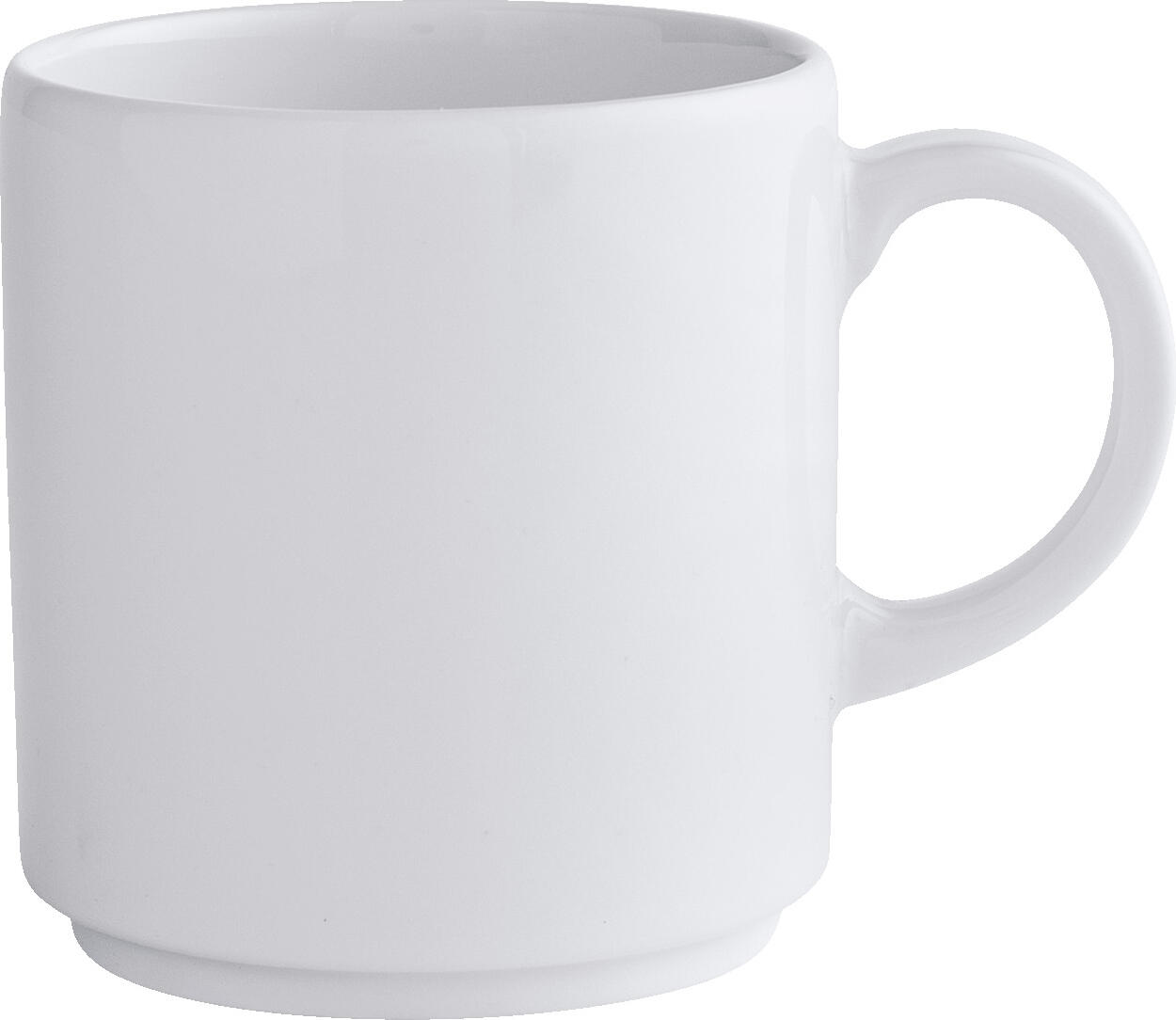 Pulsiva Stackora Porcelain Cups, White, 260 ml, Stackable Design with Reinforced Rims, Dishwasher and Microwave Safe, Set of 6