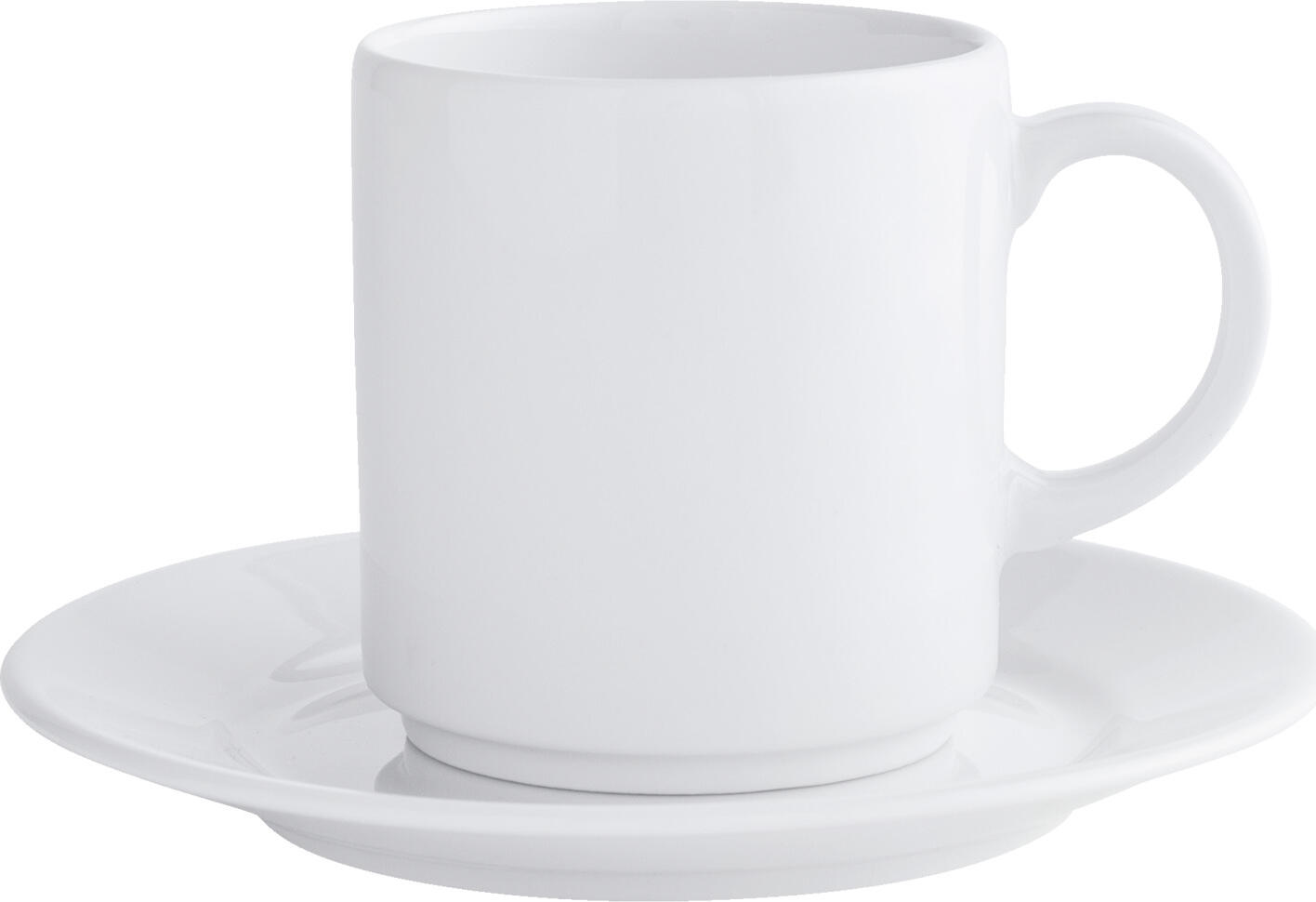 Pulsiva Stackora Porcelain Cups, White, 260 ml, Stackable Design with Reinforced Rims, Dishwasher and Microwave Safe, Set of 6
