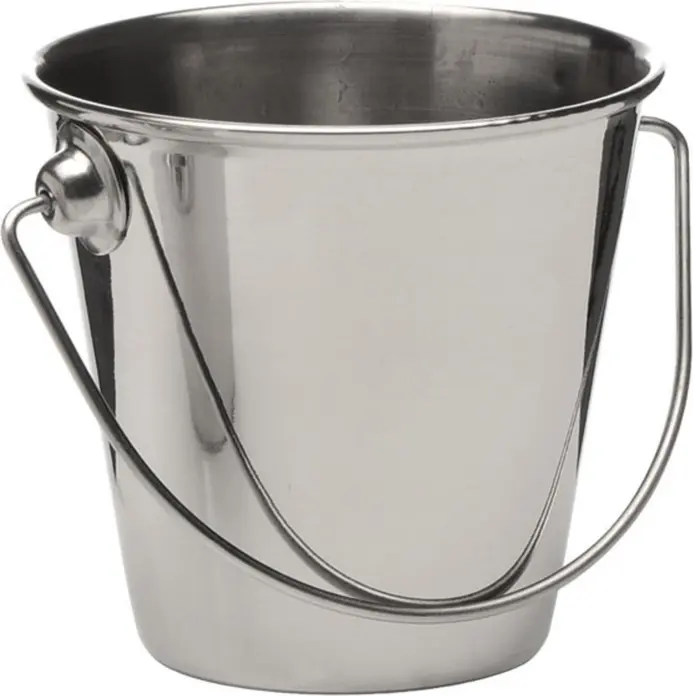 APS Snackholder Stainless Steel Serving Bucket, 330 ml, Silver, Round Stackable Snack Holder for Dips and Finger Food, 9x8.5 cm