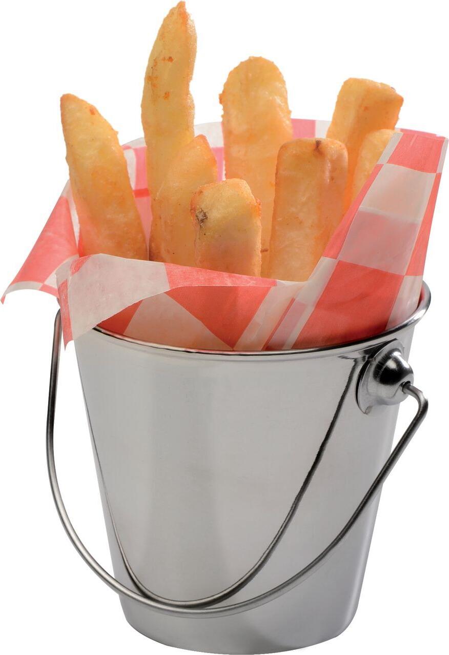 APS Snackholder Stainless Steel Serving Bucket, 330 ml, Silver, Round Stackable Snack Holder for Dips and Finger Food, 9x8.5 cm