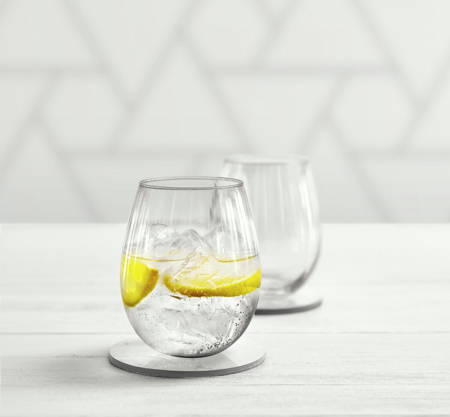 Pahare pentru apa Royal Leerdam Adora, 410 ml cu caneluri verticale, Sticla Transparenta, Set de 6 piese