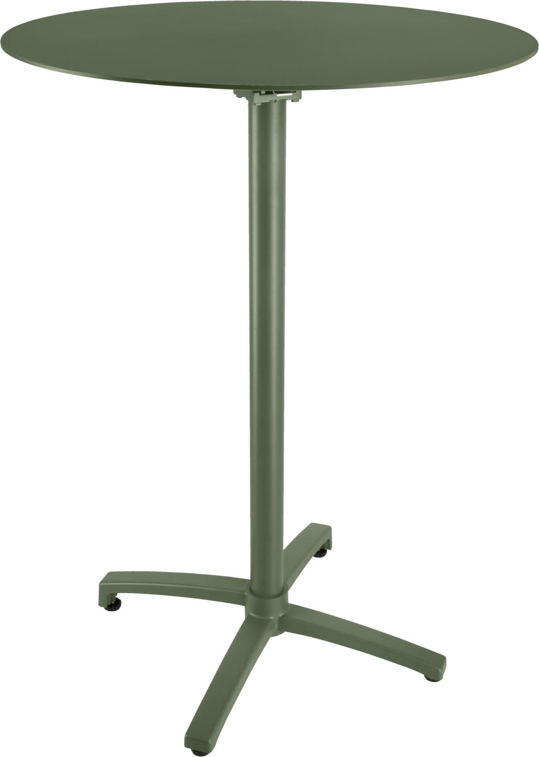 Masa bar outdoor din aluminiu VEGA Taipa, Rotunda Diametru 80 cm x Inaltime 108 cm, Vopsita electrostatic Rezistenta la intemperii cu Blat Pliabil