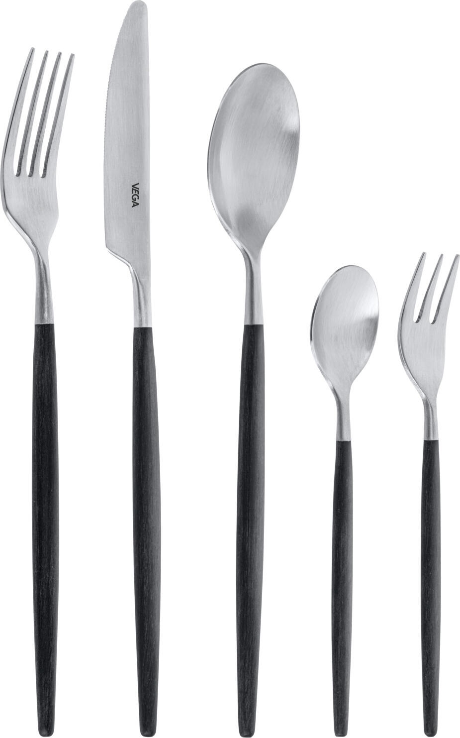 VEGA LUSINI Solutions GmbH Sample set of cutlery Turin 5-piece Mustergarnitur Besteck Turin 5-teilig Sample set of cutlery Turin 5-piece; black/silver, handle black Mustergarnitur Besteck Turin 5-teilig; schwarz/silber, Griff schwarz Take advantage of our sample service. The following samples are included: Table spoon Table fork Table knife Mono. 13/0 Coffee spoon Cake fork Sample items are priced with a nominal fee, if you are not satisfied we will refund the nominal fee. Please contact our customer service for this. Nutzen Sie unseren Musterservice. Folgende Muster sind enthalten: Menülöffel Menügabel Menümesser Mono. 13/0 Kaffeelöffel Kuchengabel Musterartikel sind mit einer Schutzgebühr bepreist, bei Nichtgefallen erstatten wir Ihnen die Schutzgebühr zurück. Bitte nehmen Sie hierzu Kontakt zu unserem Kundenservice auf.