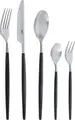 Set de sample tacâmuri VEGA Turin 5 piese, oțel inoxidabil 18/0, mâner din plastic sintetic POM negru, design slim modern clasic, rezistent la mașina de spălat vase