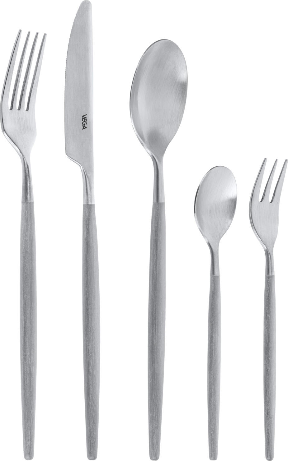 VEGA LUSINI Solutions GmbH Sample set of cutlery Turin 5-piece Mustergarnitur Besteck Turin 5-teilig Sample set of cutlery Turin 5-piece; silver/grey, handle grey Mustergarnitur Besteck Turin 5-teilig; silber/grau, Griff grau Take advantage of our sample service. The following samples are included: Table spoon Table fork Table knife Mono. 13/0 Coffee spoon Cake fork Sample items are priced with a nominal fee, if you are not satisfied we will refund the nominal fee. Please contact our customer service for this. Nutzen Sie unseren Musterservice. Folgende Muster sind enthalten: Menülöffel Menügabel Menümesser Mono. 13/0 Kaffeelöffel Kuchengabel Musterartikel sind mit einer Schutzgebühr bepreist, bei Nichtgefallen erstatten wir Ihnen die Schutzgebühr zurück. Bitte nehmen Sie hierzu Kontakt zu unserem Kundenservice auf.