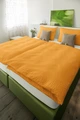 LUSINI Solutions GmbH Mallorca Pillow Cover, 100% Cotton Seersucker, 65x100 cm, Golden, Hotel Closure, OEKO-TEX Standard 100, Easy-Care