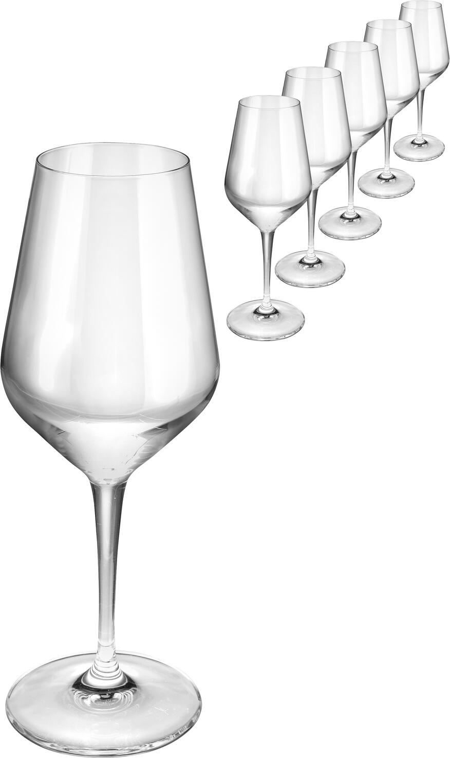 Bormioli Rocco Electra Rose Wine Glass Set of 6, 440ml Crystal Glass, Transparent, Dishwasher Safe, 21.6cm Height