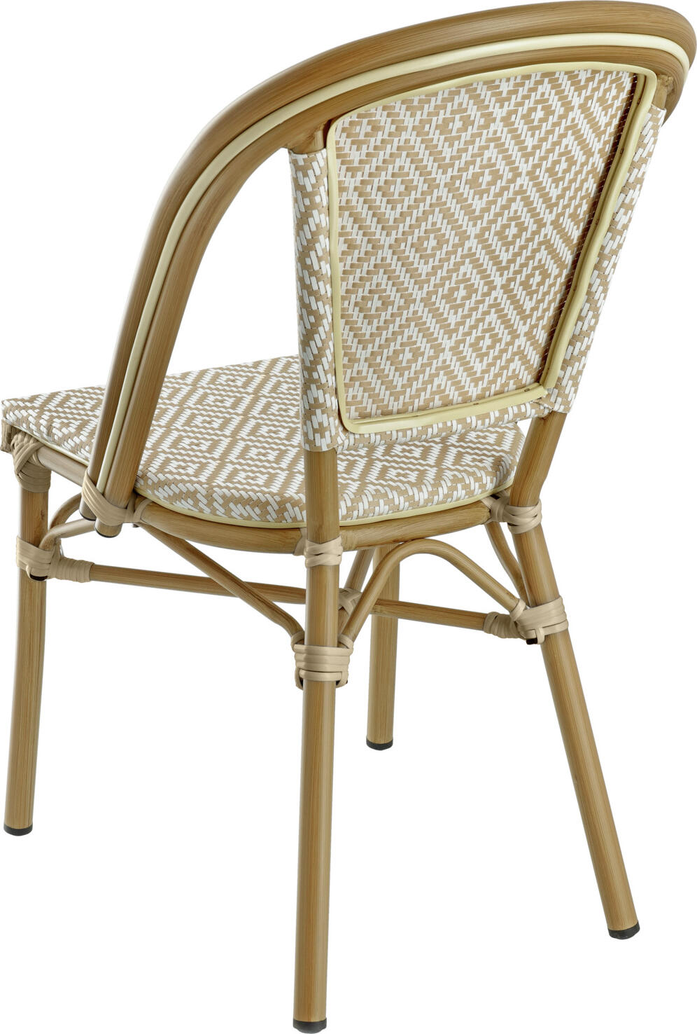 VEGA Ostera Outdoor Bistro Chair Set of 2, Beige, Powder-coated Aluminium Frame, Weatherproof Synthetic Fabric, Stackable, 47x60x88 cm