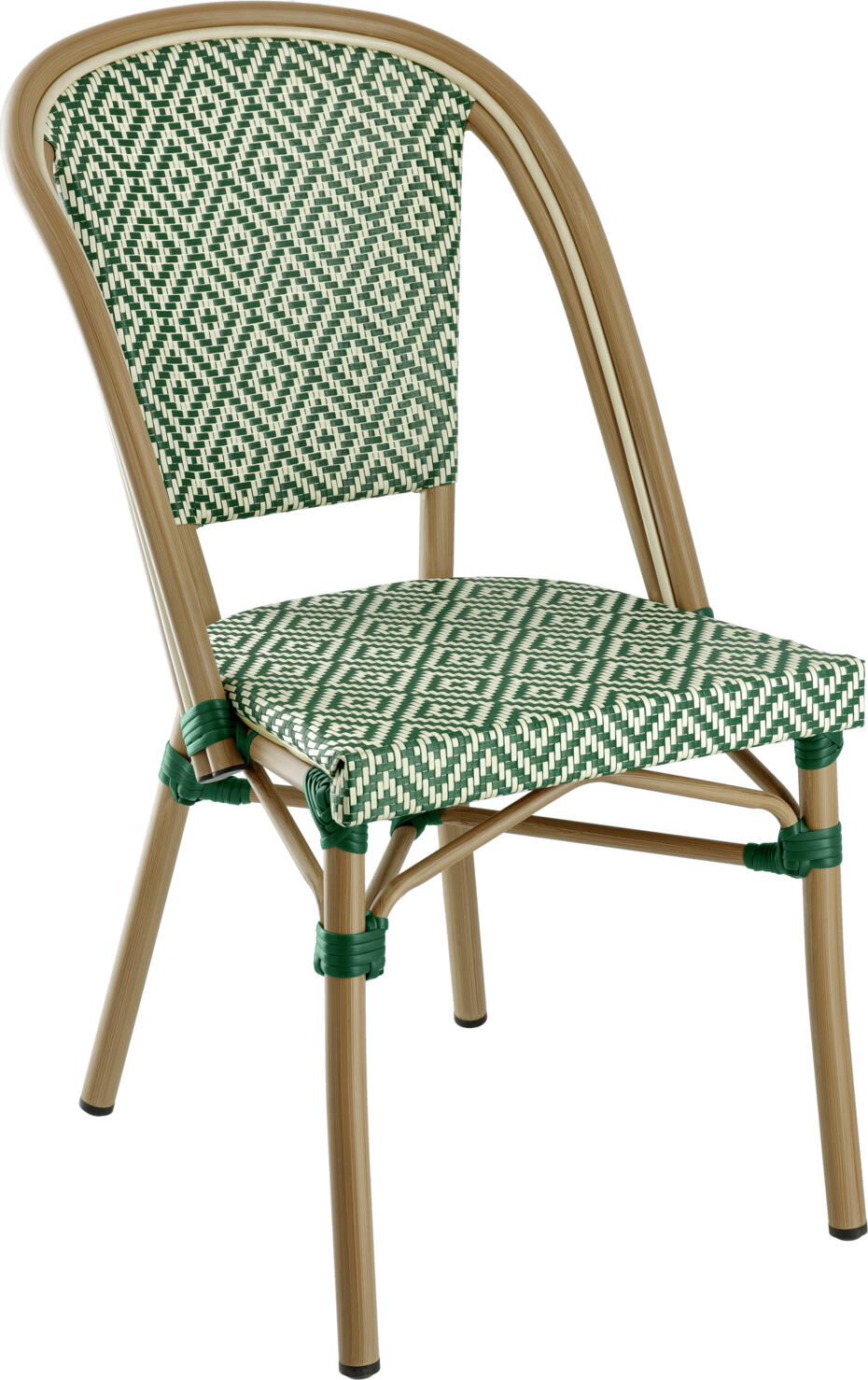 Set de 2 scaune bistro exterioare VEGA Ostera, cadru din aluminiu vopsit electrostatic, material sintetic rezistent la intemperii, stivuibile, 47x60x88 cm