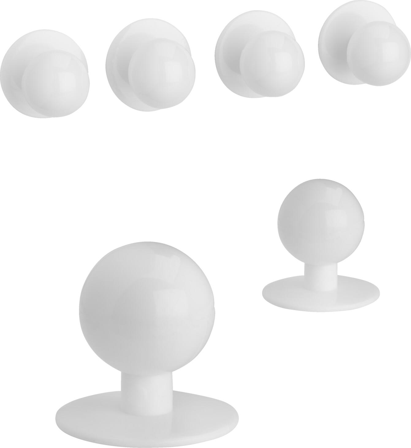 Butoane Sferice PULSIVA Plain Glossy Albe pentru Jachetel de Bucatar Profesioniste, Plastic Durabil cu Design cu Deschidere Rapida, Set de 12 Piese