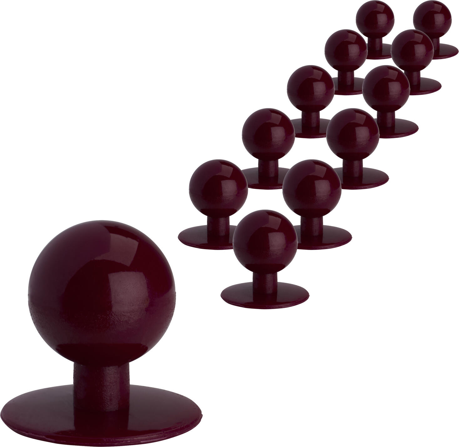 PULSIVA Plain Glossy Bordeaux Ball Buttons for Chef Jackets, 12 piece/pack, Durable Round Smooth Surface Quick-Opening Design