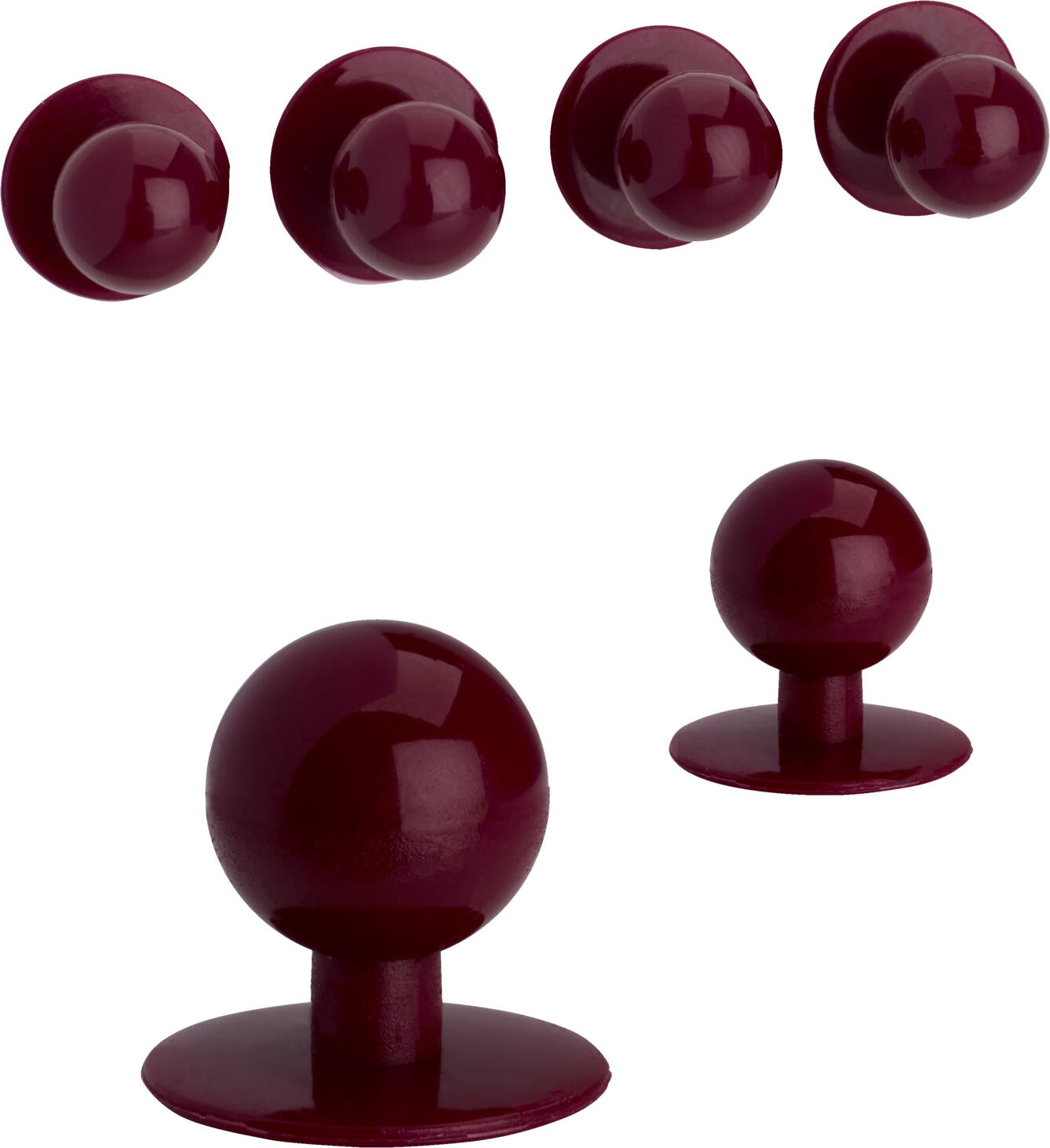 PULSIVA Plain Glossy Bordeaux Ball Buttons for Chef Jackets, 12 piece/pack, Durable Round Smooth Surface Quick-Opening Design