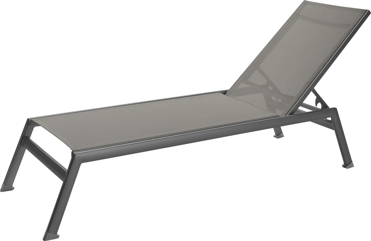 VEGA LUSINI Solutions GmbH Sun lounger Tailor Sonnenliege Tailor Sun lounger Tailor; 208x59x34 cm (LxWxH); seat taupe, base anthracite Sonnenliege Tailor; 208x59x34 cm (LxBxH); Sitz taupe, Gestell anthrazit Sun lounger made of powder-coated aluminum frame with Ferrari Batyline® fabric covering. Stackable (up to five pieces), UV and weather resistant. Backrest adjustable in four positions. Quick-drying seat. Suitable for outdoor use. Supplied assembled. Matching chair with armrests can be ordered at the same time. Sonnenliege aus pulverbeschichtetem Aluminiumgestell mit Textilenbespannung aus Ferrari Batyline® Gewebe. Stapelbar (bis zu fünf Stück), UV- und wetterfest. Rückenlehne in vier Positionen verstellbar. Schnelltrocknende Sitzfläche. Für den Außenbereich geeignet. Lieferung erfolgt montiert. Passenden Stuhl mit Armlehne gleich mitbestellen.
