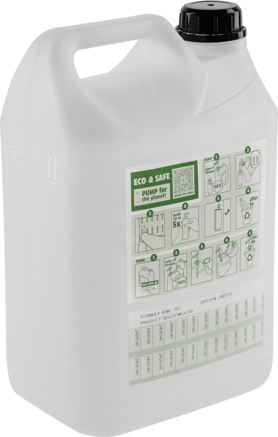 Sapun lichid de maini V-Touch Circular Life, parfum floral proaspăt cu note lemnoase, pH neutru, vegan, Nordic Swan Ecolabel, set de 2 sticle, 5 L