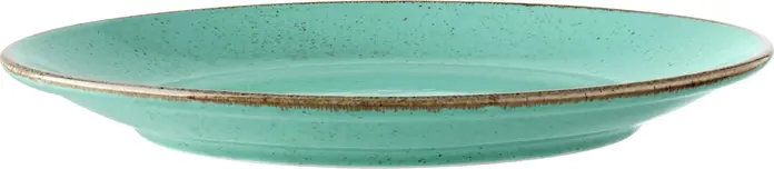 VEGA Sidina Porcelain Flat Plates, Turquoise Coupe Shape Round Dinnerware, 24 cm Diameter, Dishwasher and Microwave Safe, Set of 6 Pieces