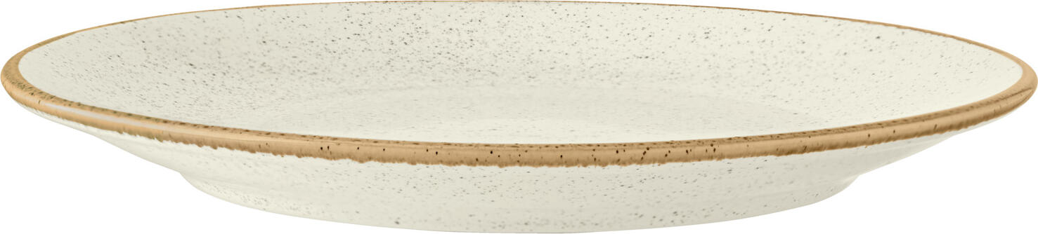 VEGA Sidina Porcelain Flat Plate, Round Coupe Shape, 20 cm Diameter, Beige, Dishwasher and Microwave Safe, Set of 6 Pieces