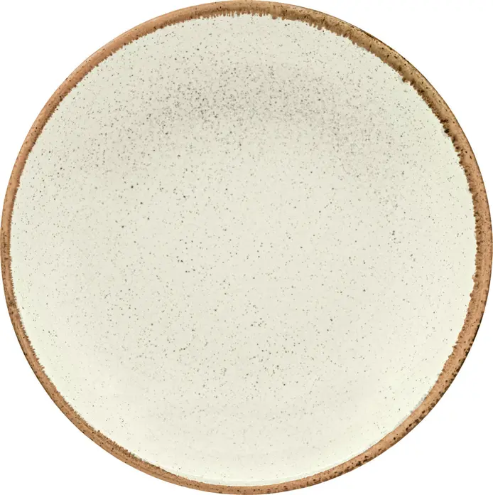 VEGA Sidina Porcelain Flat Plate, Round Coupe Shape, 20 cm Diameter, Beige, Dishwasher and Microwave Safe, Set of 6 Pieces